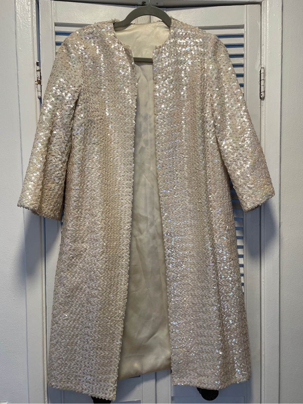 Vintage 1960’s Sequin-Embellished Cream Evening Coat